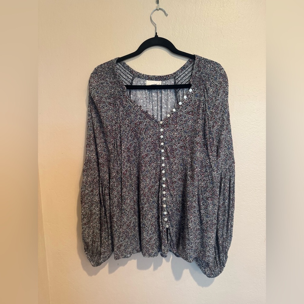 Universal Thread Boho Multicolor Floral Button-Down Blouse